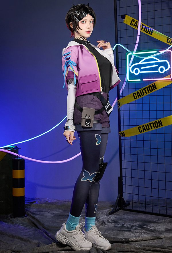 VALO Clove Cosplay Kostüm Top und Jacke mit Shorts Strumpfhosen