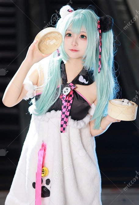 Kawaii Panda Damen Cosplay Neckholder Kleid Haar Zubehör Arm Zubehör Unterrock Socken Set Cosplay Kostüm