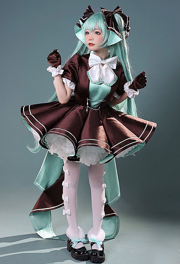 Bunny Princess Cosplay Costume Dress and Back Bow with Gloves and Headdress