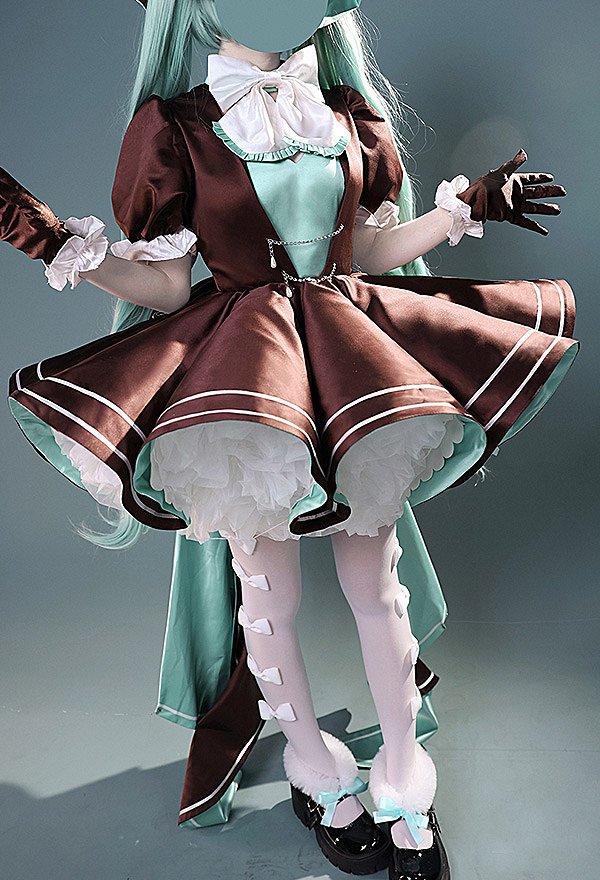 Bunny Princess Cosplay Costume Dress and Back Bow with Gloves and Headdress