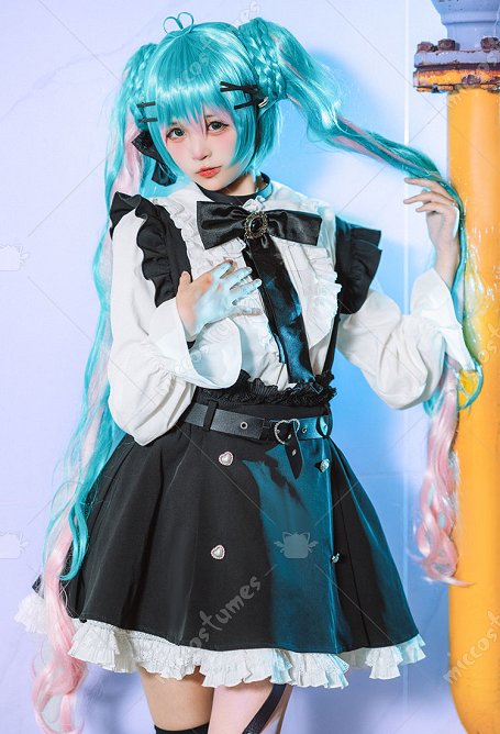 Costume de Cosplay Vocal chemise et jupe avec ceinture et chaussettes de cuisse