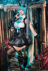 Midnight Devil Costume Set Bat Style Dress and Sleeves with Wings and Thigh Stockings