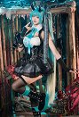 Vocal Cosplay Vestido de disfraz y mangas con alas y calcetines hasta el muslo