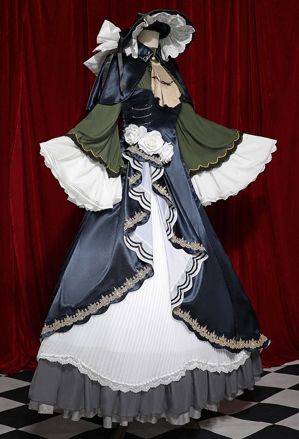 Vocal Kagamine Rin Disfraz de Cosplay Vestido de Fiesta Estilo Lolita Vintage con Capa Sombrero y Pulsera