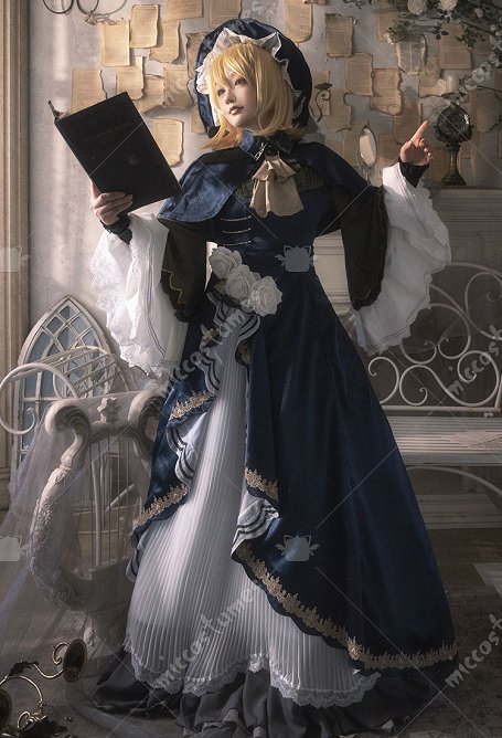 Vocal Rin Cosplay Kostüm Vintage Lolita Kleider und Umhänge mit Hut und Armband