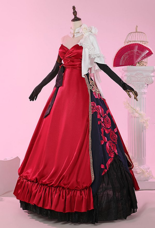 Vocal Luka Cosplay Kostüm CV03 rotes Cocktailkleid mit Schal Handschuhen und Hut Vocal Luka Cosplay Kostüm CV03 rotes Cocktailkleid mit Schal Handschuhen und Hut
