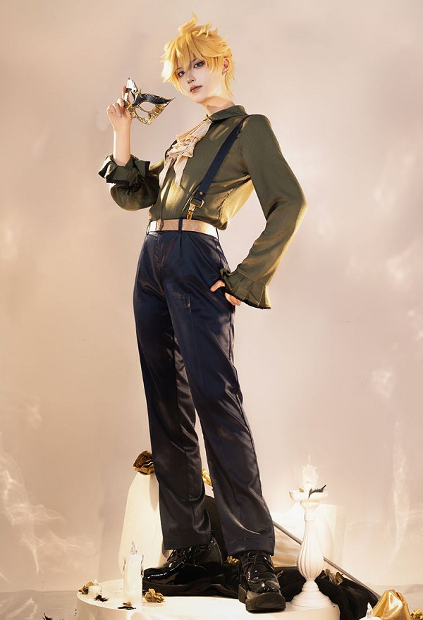 Vocal Len Costume de Cosplay Chemise et pantalon assortis avec une veste et des gants