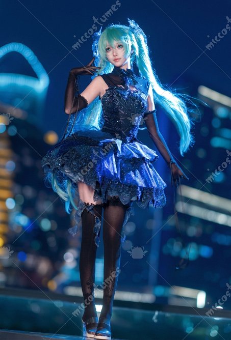 Costume de Cosplay Skin de Figurine Vocal Eternal Night Haut et Jupe avec Coiffe et Gants