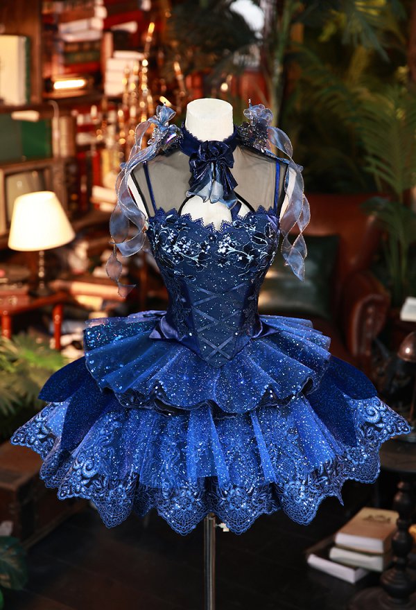 Vocal Eternal Night Figure Skin Cosplay Costume Top and Skirt with Headpiece and Gloves