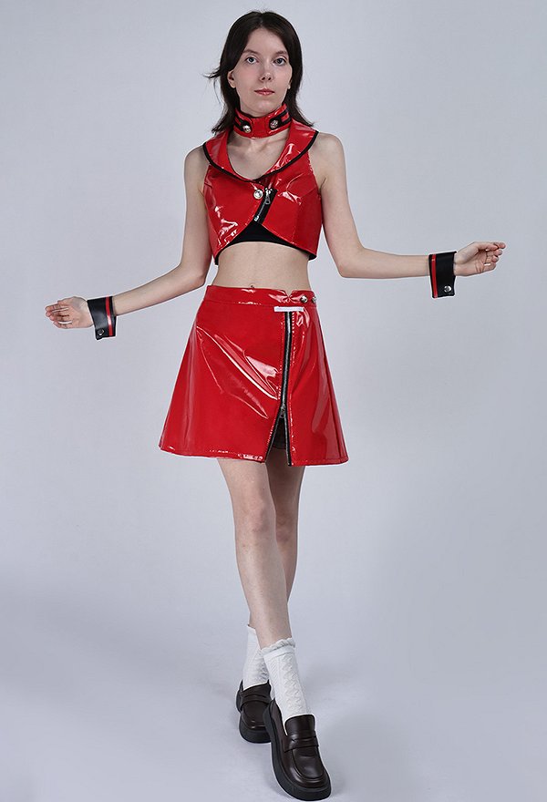 Disfraz de Cosplay de Vocal MEIKO V3 con Top sin Mangas con Falda y Choker Disfraz de Cosplay de Vocal MEIKO V3 con Top sin Mangas con Falda y Choker