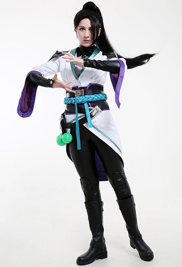 VALO Sage Heat-Painted Chinese Cross Collar Outfit Cosplay Costume with Corset and Waist Accessories
