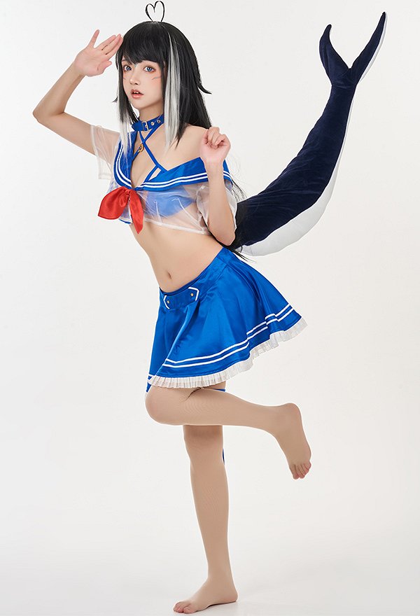 Virtual YouTuber vTuber Shylily Cosplay Costume Sailor Top and Skirt Set with Tail Virtual YouTuber vTuber Shylily Cosplay Costume Sailor Top and Skirt Set with Tail