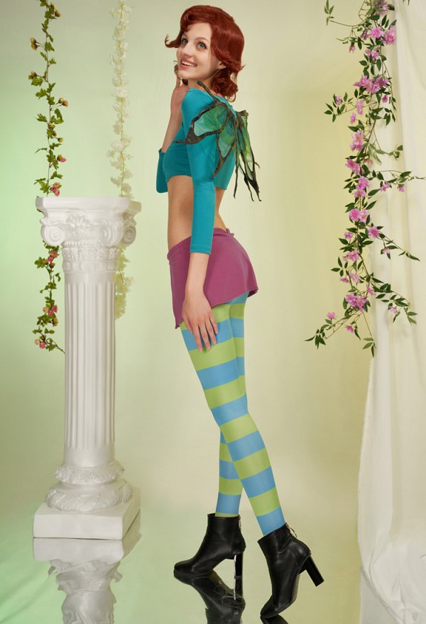 W.I.T.C.H. Irma Lair Cosplay Costume Crop Top and Skirt with Leggings and Wings