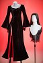 Halloween Wednesday Morticia Addams Gothic Cosplay Costume Red and Black Wide Sleeve Dress