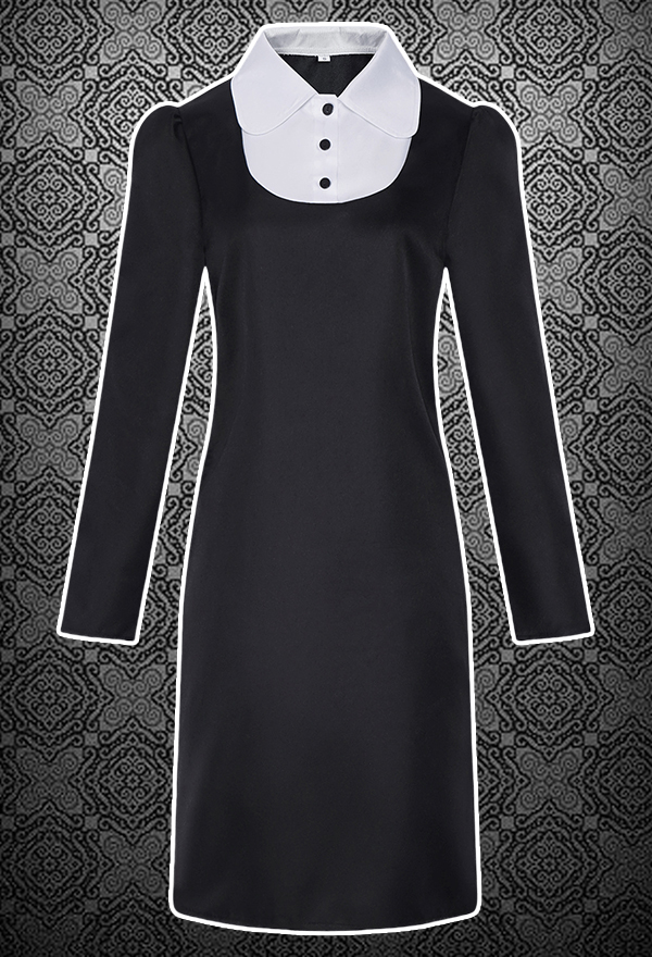 Wednesday Addams Halloween Cosplay Kostüm Rundhalskleid