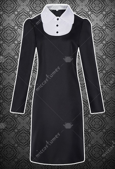 Wednesday Addams Halloween Cosplay Kostüm Rundhalskleid