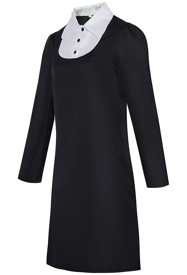 Wednesday Addams Halloween Cosplay Costume Robe à col rond