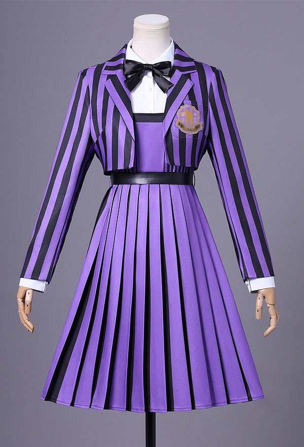Wednesday Werewolf Enid Sinclair Cosplay Halloween Vestido y Chaqueta con Camisa y Cinturón