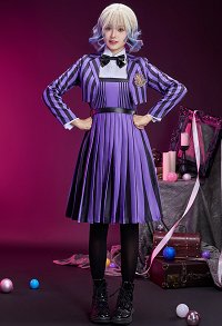 Wednesday Enid Sinclair Cosplay Kostüm Halloween Kleid und Jacke mit Hemd Gürtel