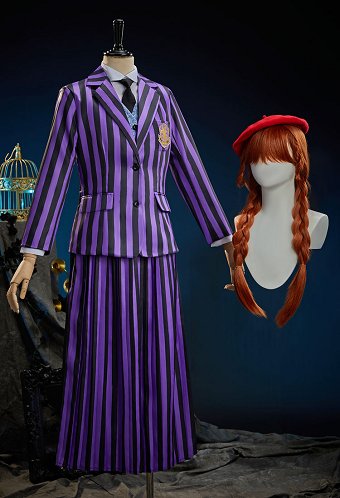 Wednesday Agnes DeMille Cosplay Kostüm Halloween Gothic Jacke und Rock mit Weste Hemd