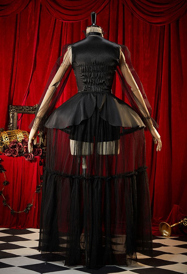 Wednesday Addams Cosplay Vestido de fiesta top y media falda con pantalón corto y crinolina