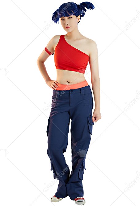 Fairy Club Musa Cosplay Costume One-Shoulder Short Crop Top and Trousers with Armband and Panty