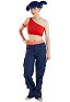 Fairy Club Musa Cosplay Costume One-Shoulder Short Crop Top and Trousers with Armband and Panty