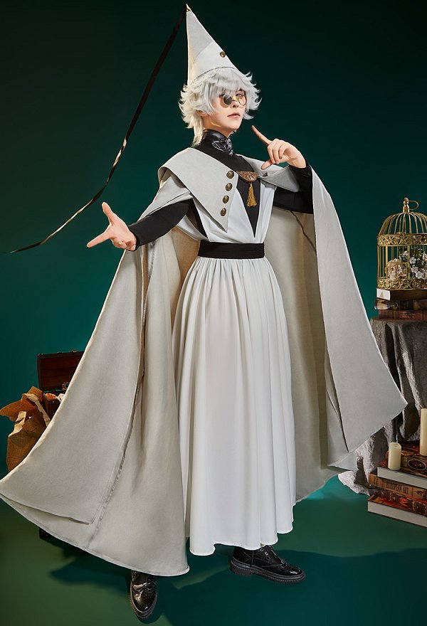 Traje y capa de cosplay de Tongari Boushi no Atelier Qifrey con forro y cinturón Traje y capa de cosplay de Tongari Boushi no Atelier Qifrey con forro y cinturón