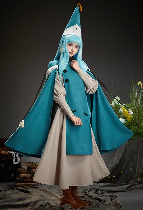 Disfraz de Cosplay de Richeh de Witch Hat con Vestido y Capa con Pantalones y Sombrero