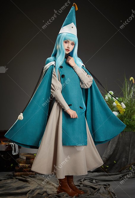 Disfraz de Cosplay de Richeh de Witch Hat con Vestido y Capa con Pantalones y Sombrero