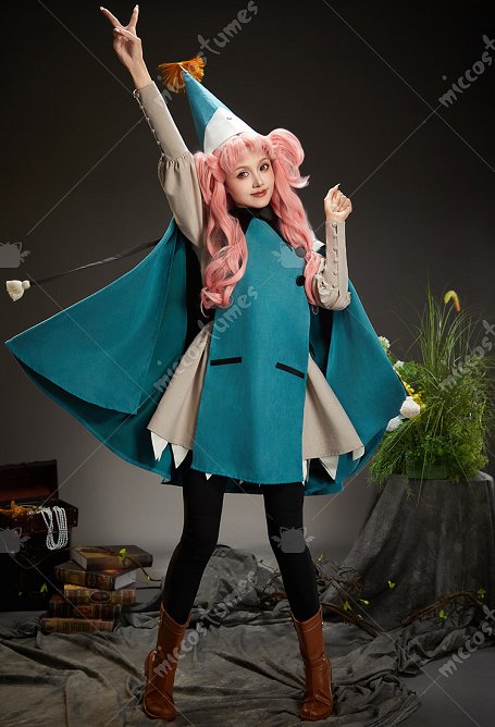 Witch Hat Tetia Cosplay Costume Dress and Cape with Pants and Hat