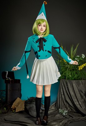 Witch Hat Coco Derivative Uniform Outfit Set Shirt and Pleated Skirt with Short Jacket and Hat