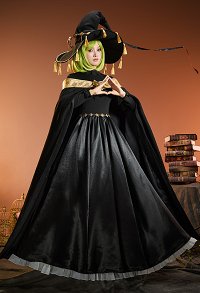 Witch Hat Coco Brimmed Cap Black Magic Skin Cosplay Costume Dress with Detachable Cape and Hat