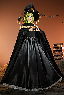 Witch Hat Coco Brimmed Cap Black Magic Skin Cosplay Costume Dress with Detachable Cape and Hat