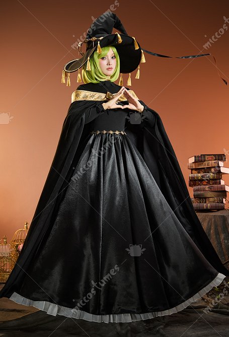 Disfraz Cosplay de Coco Brimmed Cap Black Magic Skin de Witch Hat Vestido con Capa Desmontable y Sombrero