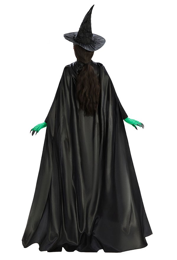 Wicked Cosplay Vestido de bruja con sombrero y capa