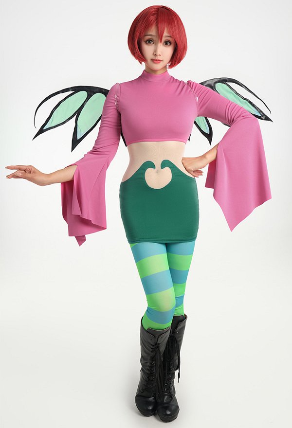 Witch Will Vandom Cosplay Costume Robe à Manches Larges avec Pantalon et Ailes