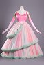 Wicked Glinda Cosplay Vestido de tul rosa y verde con guantes y crinolina