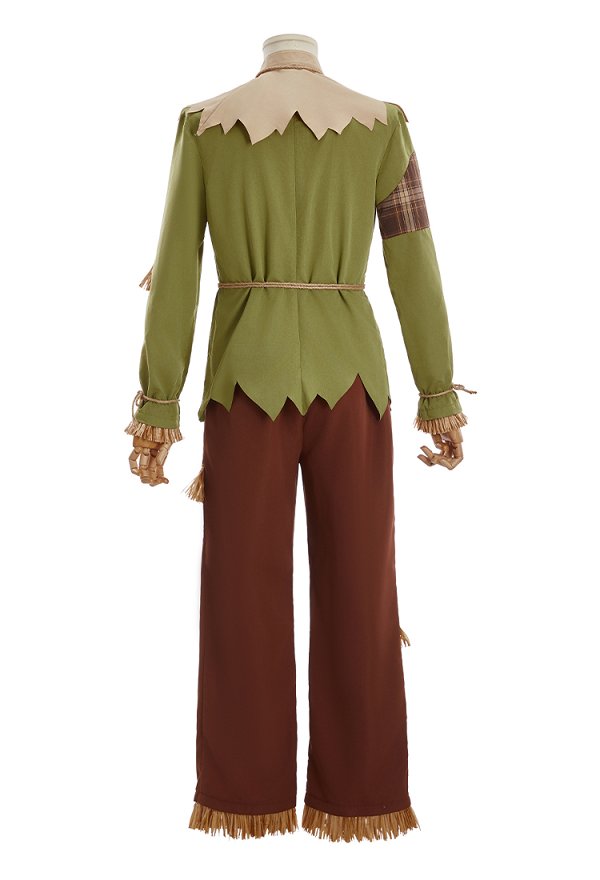 Costume de cosplay du Scarecrow du Magicien de Oz pour Halloween haut et pantalon en patchwork avec chapeau et écharpe