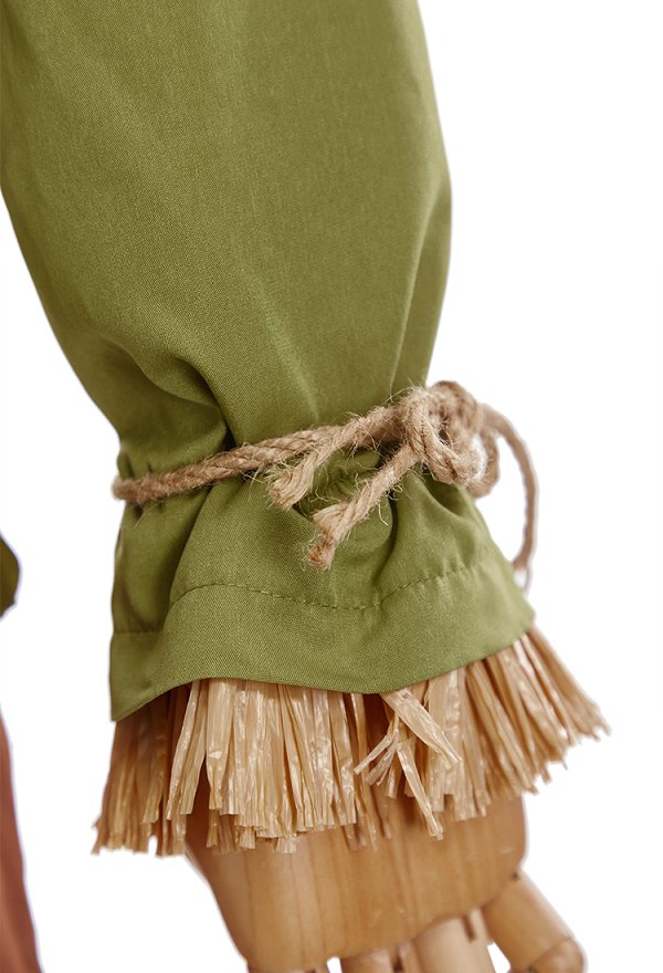 Costume de cosplay du Scarecrow du Magicien de Oz pour Halloween haut et pantalon en patchwork avec chapeau et écharpe