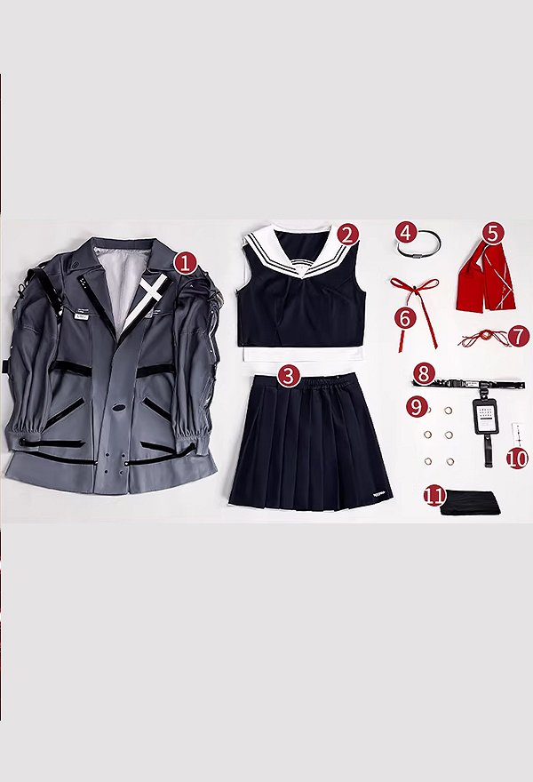 Wuthering Waves Chisa Cosplay Costume JK Uniform Top and Skirt with Jacket Wuthering Waves Chisa Cosplay Costume JK Uniform Top and Skirt with Jacket
