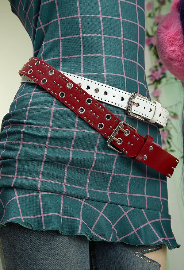 Musa Derivada Regular Wear Conjunto Top Vaina De Cuadros Y Pantalón Acampanado Recortado Estrellas Con Cinturón Y Guantes