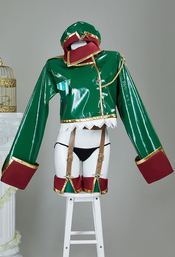 Gushing Over Magical Girls Araga Kiwi Cosplay Costume Green Top and Hat with Shorts Gloves Socks
