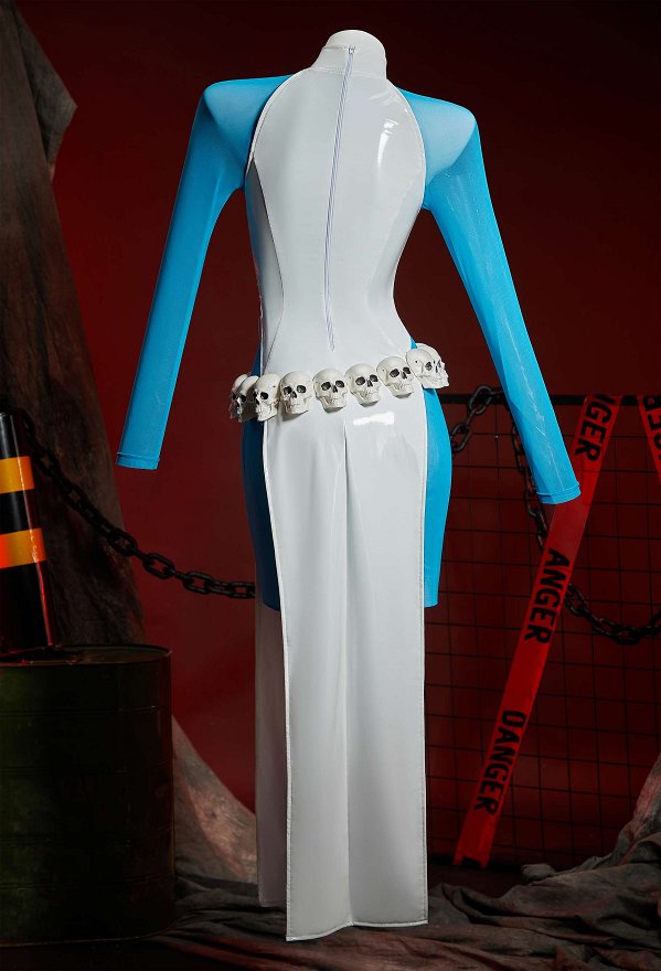 Disfraz Cosplay de Superhéroe Mystique Estilo Cómic Body y Vestido con Guantes y Tocado