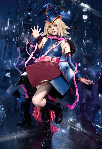 YGO Costume de Cosplay Gagaga Girl Costume Sexy Rose Justaucorps Mignon avec Nœud Papillon au Dos