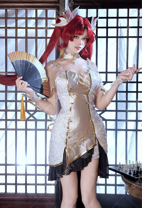 Onmyoji Arena Shiranui Costume de Cosplay Robe bustier avec châle et accessoires