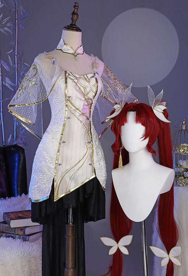 Onmyoji Arena Shiranui Disfraz de Cosplay Vestido sin tirantes y chal con accesorio para el cabello Onmyoji Arena Shiranui Disfraz de Cosplay Vestido sin tirantes y chal con accesorio para el cabello