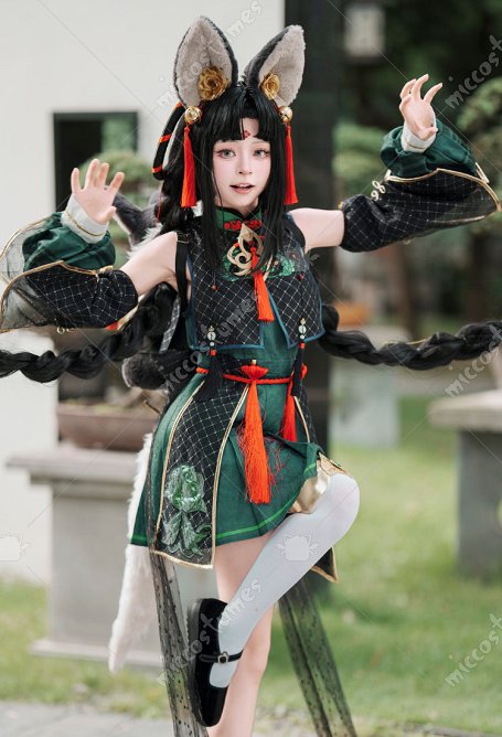 Onmyoji Arena Nekomata Costume de cosplay Robe et manches assorties avec serre-tête et queue