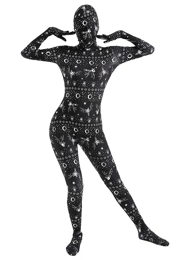 Fledermaus Schwarz Star Erwachsene Zentai Full Bodysuit Kostüm Skin Suit Catsuit Lange Arm Halloween Jumpsuit