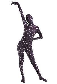 Knochen Muster Erwachsene Zentai Full Bodysuit Kostüm Skin Suit Catsuit Lange Arm Halloween Jumpsuit